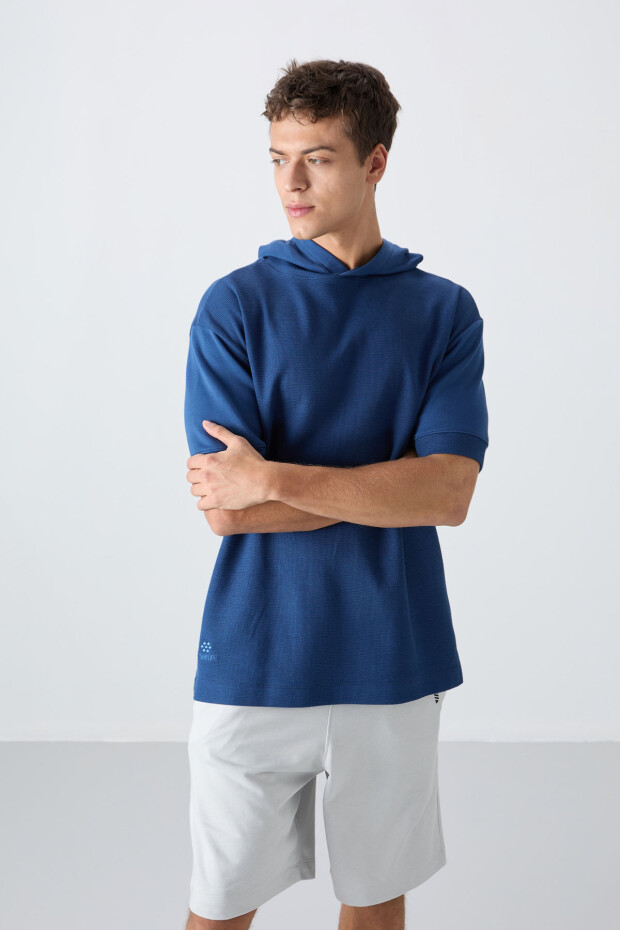 Parlament Pamuklu Kalın Yüzeyi Dokulu Oversize Fit Basic Erkek T-Shirt - 88335 - 4