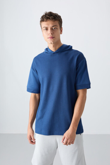 Parlament Pamuklu Kalın Yüzeyi Dokulu Oversize Fit Basic Erkek T-Shirt - 88335 
