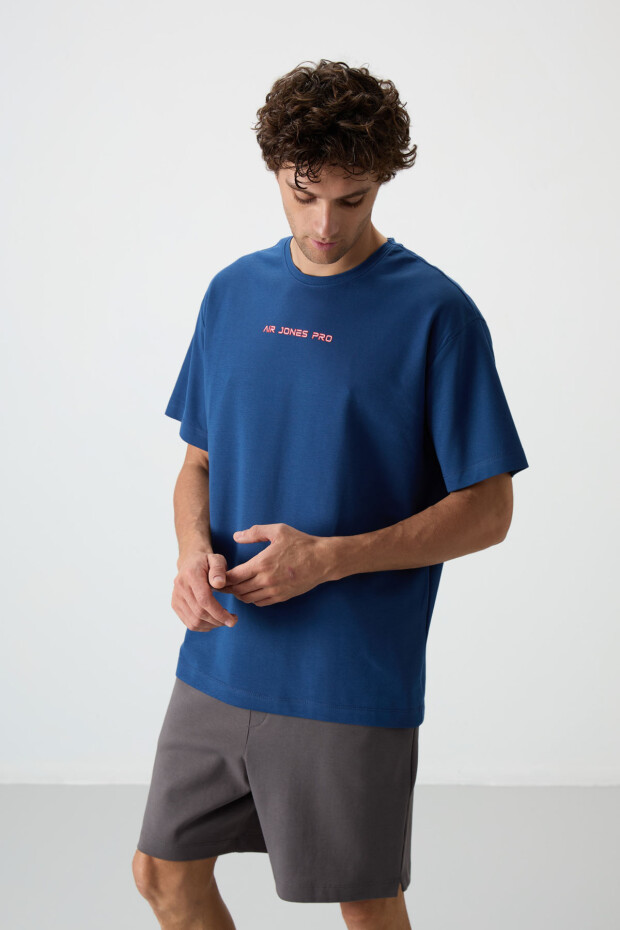 Parlament Pamuklu Kalın Yüzeyi Dokulu Oversize Fit Baskılı Erkek T-Shirt - 88364 - 4