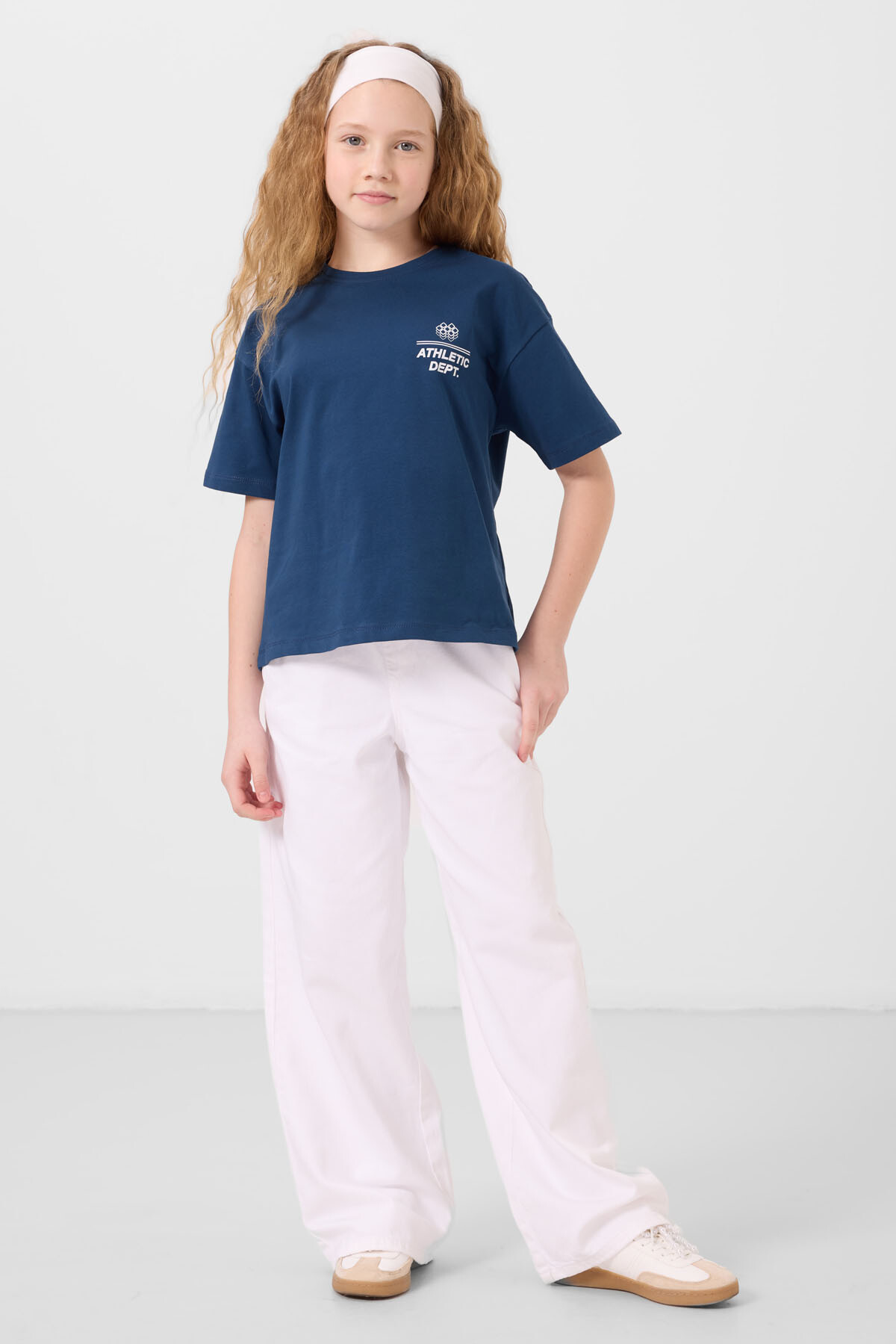 Parlament Pamuklu O Yaka Oversize Fit Baskılı Kız Çocuk T-Shirt - 75178 - TOMMYLIFE (1)