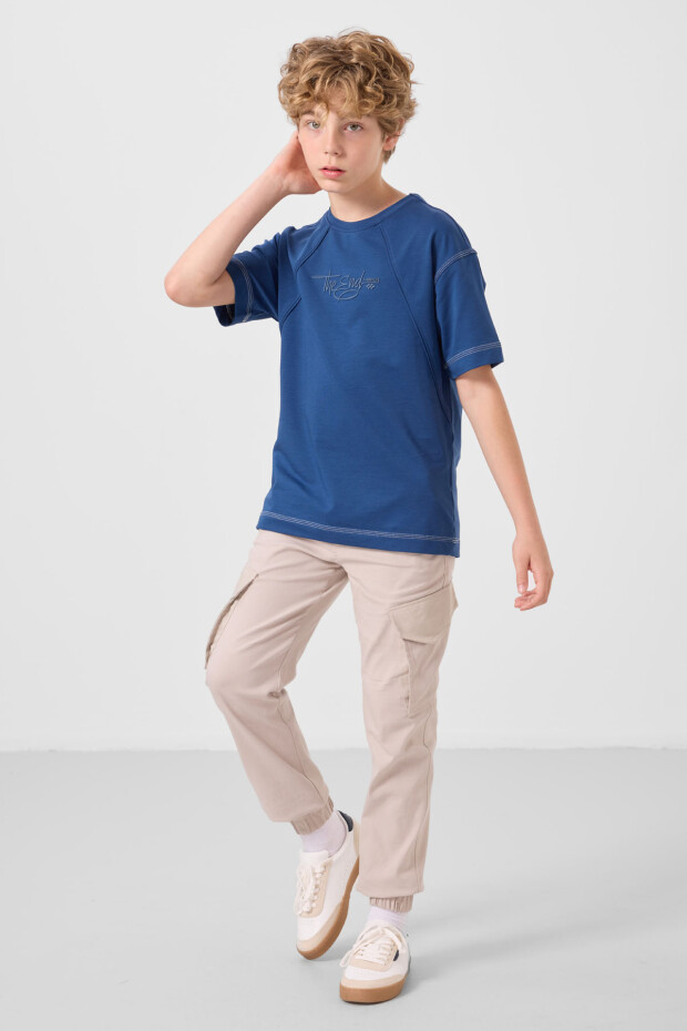 Parlament Pamuklu Yumuşak Dokulu Oversize Baskılı Erkek Çocuk T-Shirt - 11285 - 2