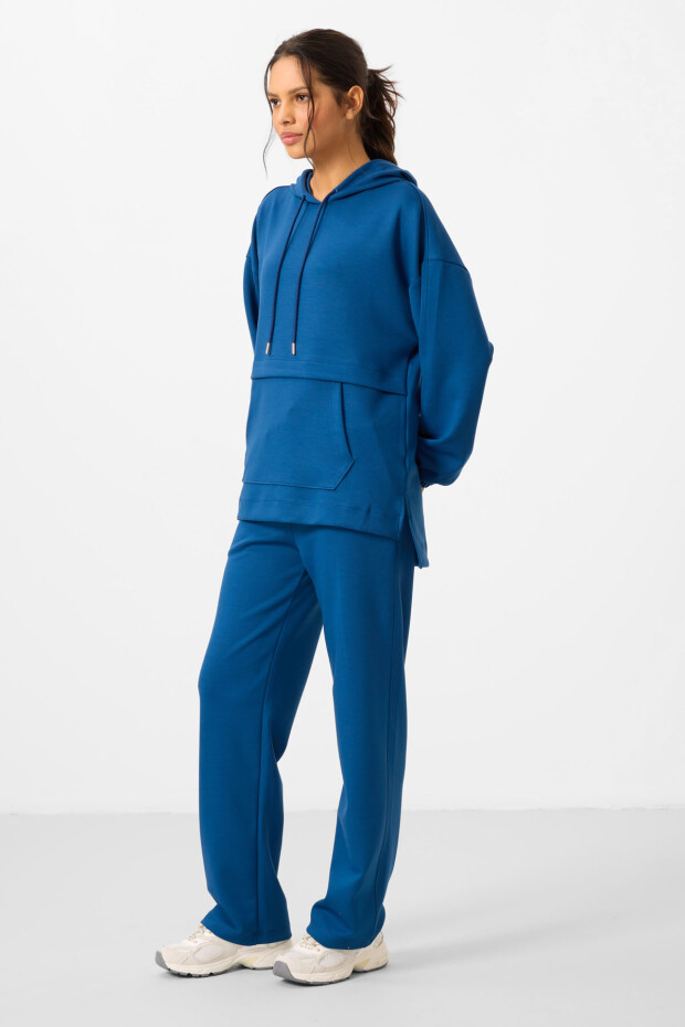 Parlament Yumuşak Dokulu Kapüşonlu Oversize Kadın Eşofman Tunik Takım - 95348 - 5