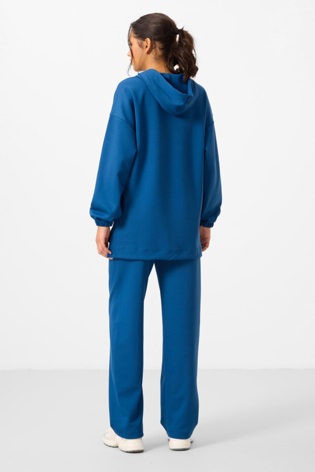 Parlament Yumuşak Dokulu Kapüşonlu Oversize Kadın Eşofman Tunik Takım - 95348 - 7