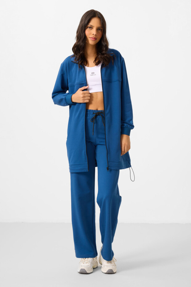 Parlament Dik Yaka Fermuarlı Pamuklu Kadın Eşofman Tunik Takım - 95346 - 3