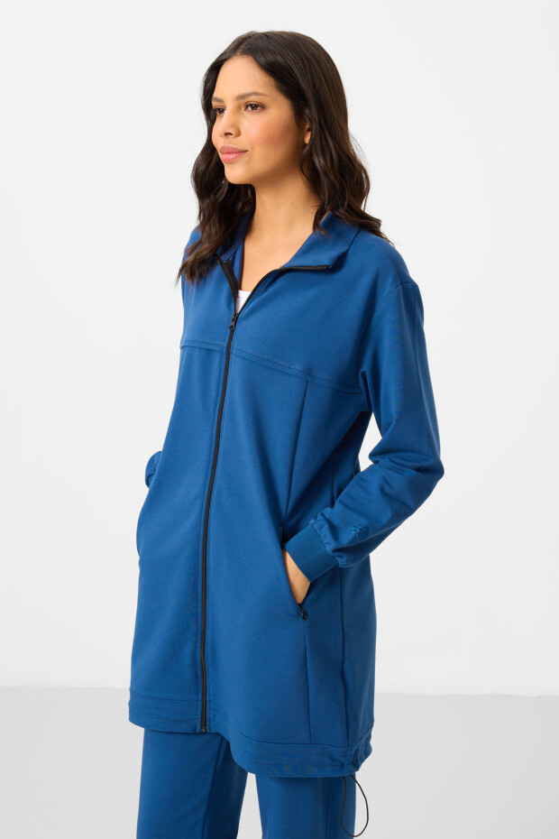 Parlament Dik Yaka Fermuarlı Pamuklu Kadın Eşofman Tunik Takım - 95346 - 5