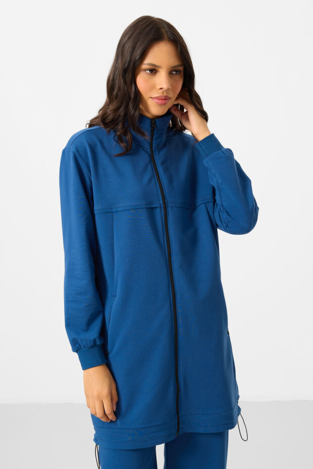 Parlament Dik Yaka Fermuarlı Pamuklu Kadın Eşofman Tunik Takım - 95346 - 7