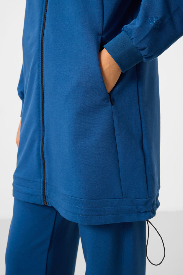 Parlament Dik Yaka Fermuarlı Pamuklu Kadın Eşofman Tunik Takım - 95346 - 4