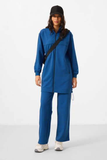 Parlament Dik Yaka Fermuarlı Pamuklu Kadın Eşofman Tunik Takım - 95346 - TOMMYLIFE