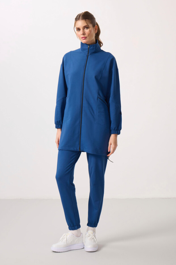 Parlament Dik Yaka Fermuarlı Rahat Form Kadın Eşofman Tunik Takım - 95345 - 5