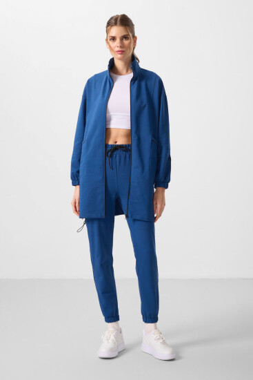 Parlament Dik Yaka Fermuarlı Rahat Form Kadın Eşofman Tunik Takım - 95345 