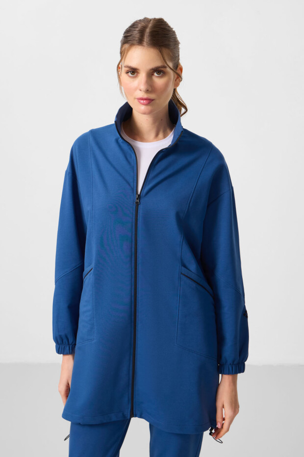 Parlament Dik Yaka Fermuarlı Rahat Form Kadın Eşofman Tunik Takım - 95345 - 3