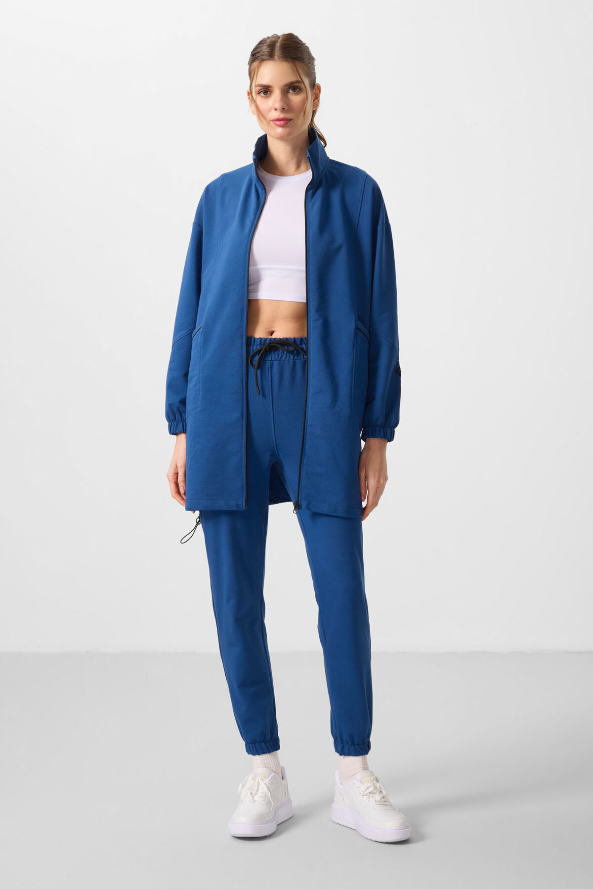 Parlament Dik Yaka Fermuarlı Rahat Form Kadın Eşofman Tunik Takım - 95345 - TOMMYLIFE