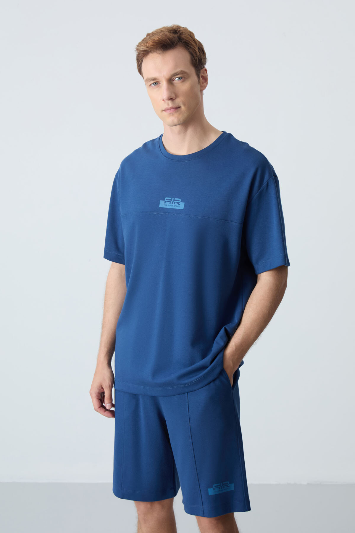 Parlament Pamuklu Kalın Yumuşak Dokulu Oversize Fit Basic Erkek Şort Takım - 85259 - Air Jones (1)