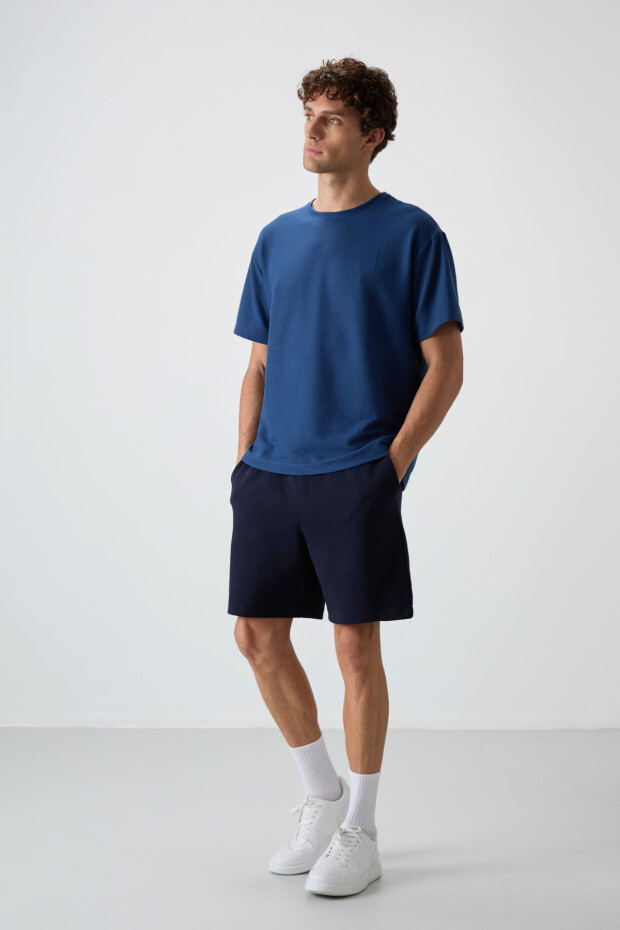Parlament Waffle İnterlok Yüzeyi Dokulu Oversize Fit Basic Erkek T-Shirt - 88379 - 3