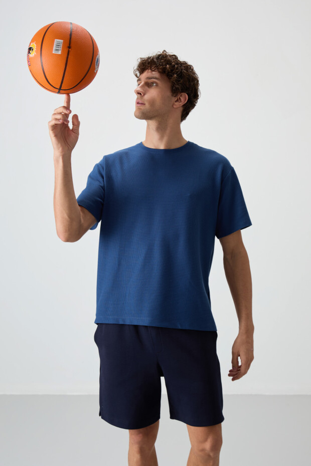 Parlament Waffle İnterlok Yüzeyi Dokulu Oversize Fit Basic Erkek T-Shirt - 88379 - 2