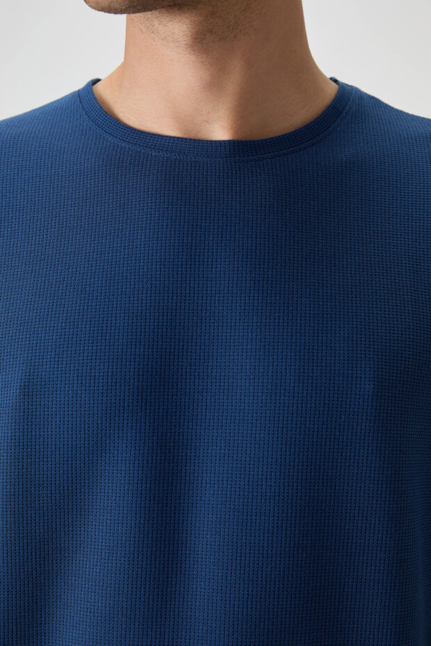 Parlament Waffle İnterlok Yüzeyi Dokulu Oversize Fit Basic Erkek T-Shirt - 88379 - 5