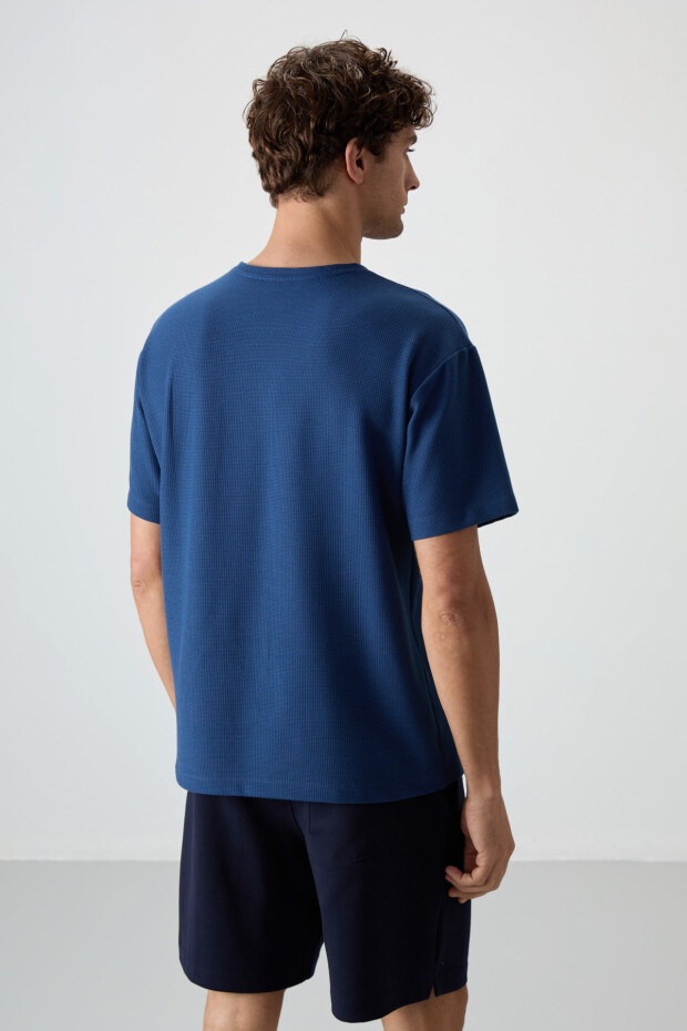 Parlament Waffle İnterlok Yüzeyi Dokulu Oversize Fit Basic Erkek T-Shirt - 88379 - 7