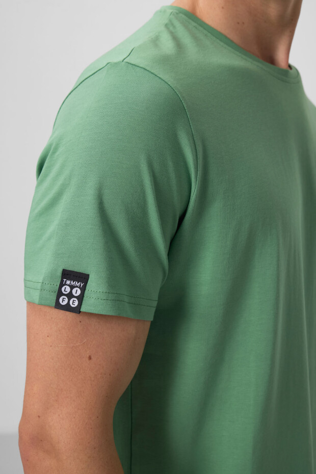 Pastel Yeşil Erkek Basic Kısa Kol Standart Kalıp O Yaka T-shirt - 87911 - 4