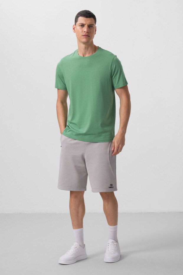 Pastel Yeşil Erkek Basic Kısa Kol Standart Kalıp O Yaka T-shirt - 87911 - 3