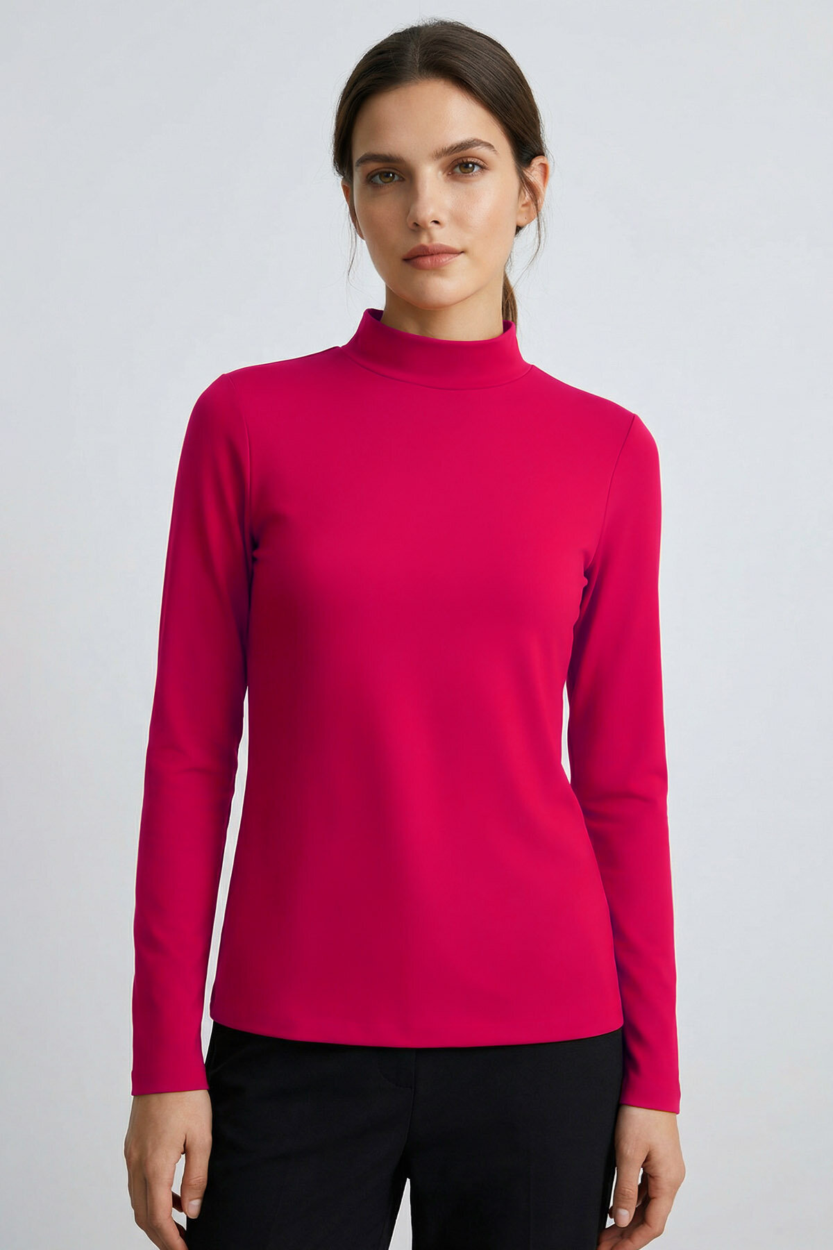 Pembe Balıkçı Yaka Basic Uzun Kollu Kadın Body - 97306 - TOMMYLIFE (1)