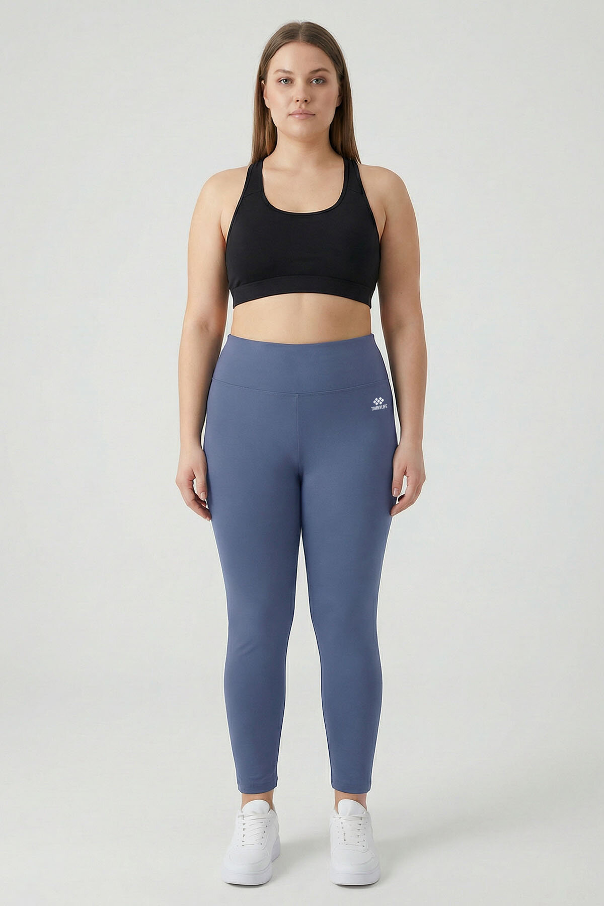 Petrol Yüksek Bel Toparlayıcı Battal Büyük Beden Kadın Tayt- 94650 - TOMMYLIFE