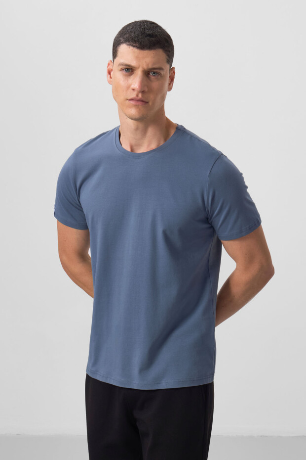 Petrol Erkek Basic Kısa Kol Standart Kalıp O Yaka T-shirt - 87911 - 5