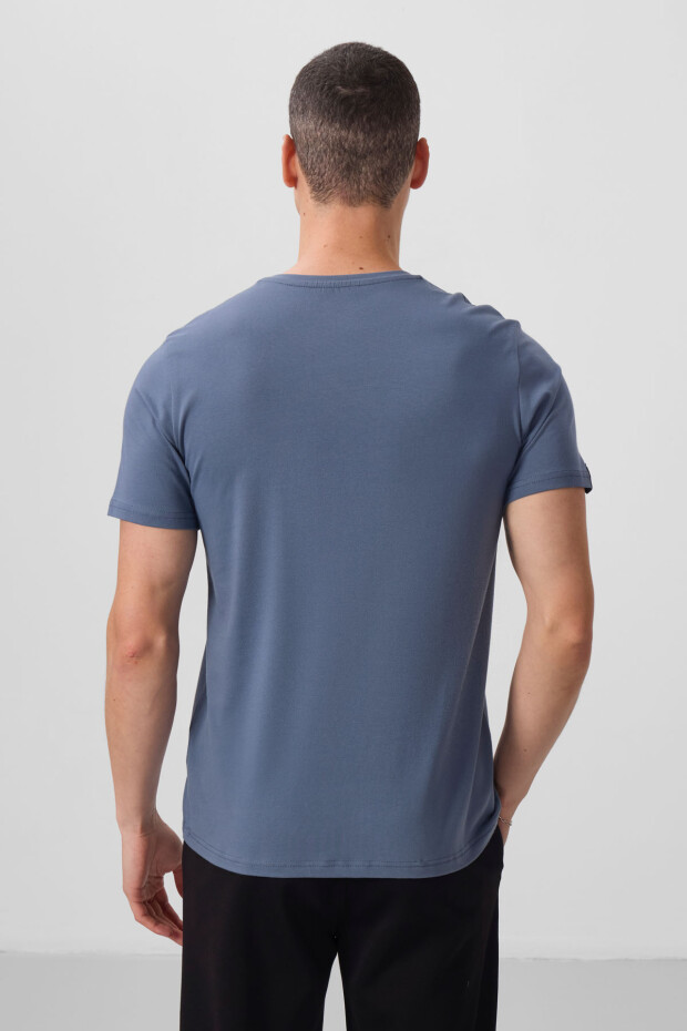 Petrol Erkek Basic Kısa Kol Standart Kalıp O Yaka T-shirt - 87911 - 6