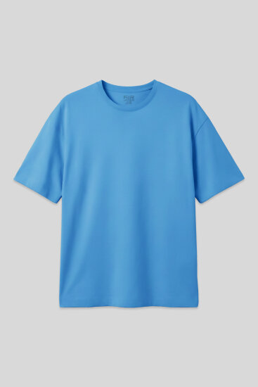 Petrol Mavi %100 Pamuk Kalın Yumuşak Dokulu Oversize Fit Basic Erkek T-Shirt - 88353 
