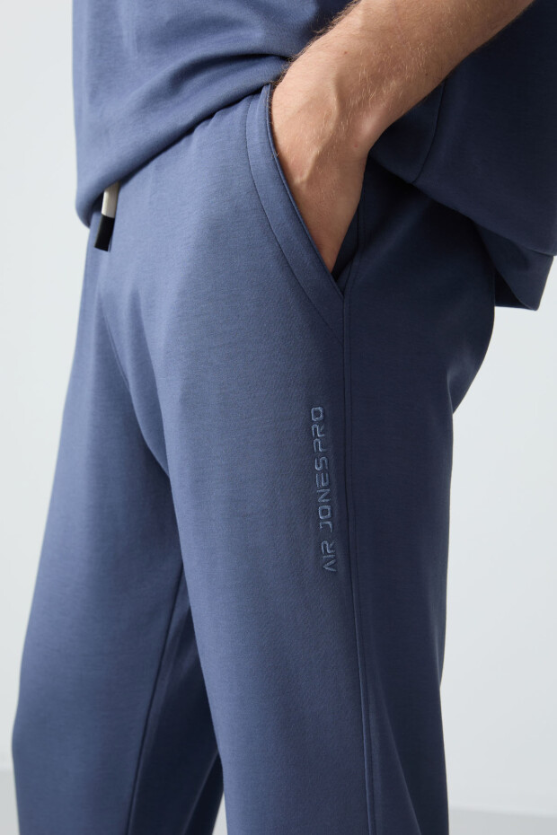 Petrol Pamuklu Kalın Yumuşak Dokulu Oversize Fit Basic Erkek Eşofman Takım - 85261 - 5