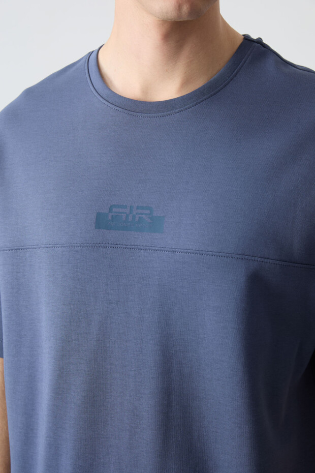 Petrol Pamuklu Kalın Yumuşak Dokulu Oversize Fit Basic Erkek Şort Takım - 85259 - 4