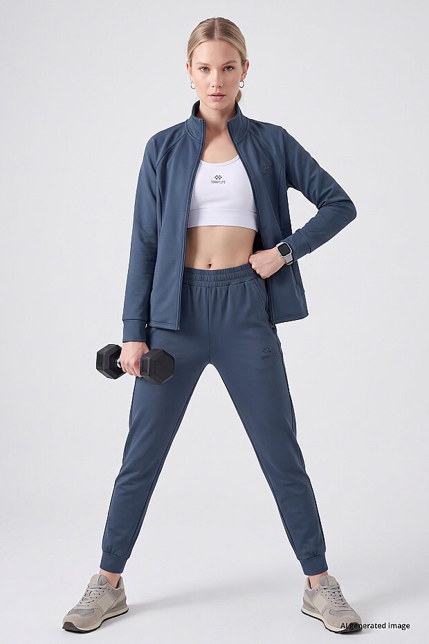Petrol Slim Fit Kadın Eşofman Takım - 95357 - 1