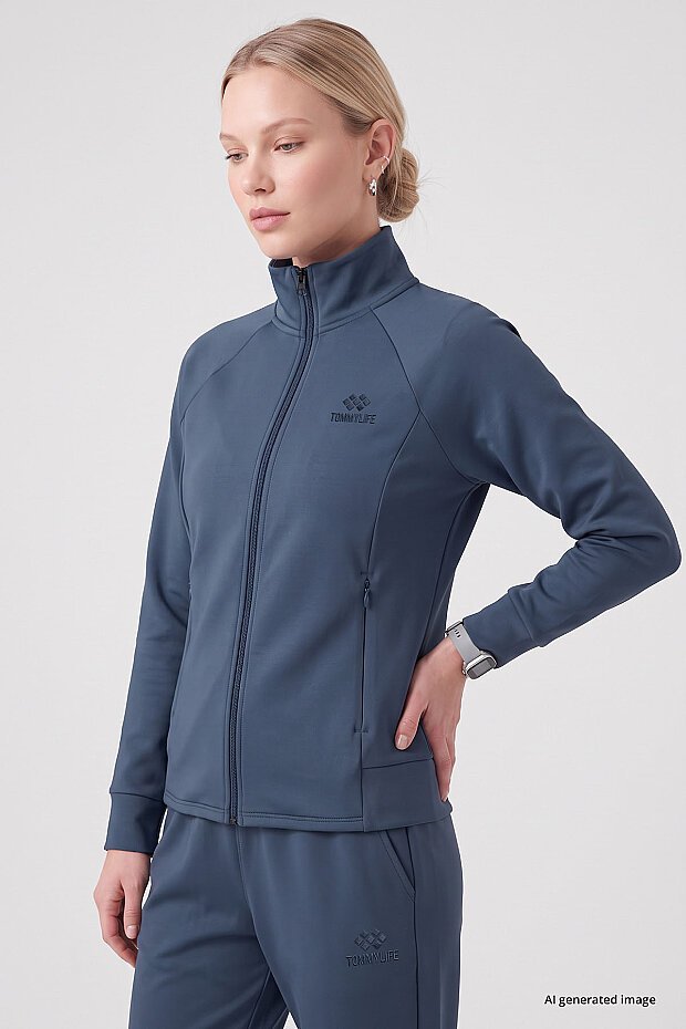 Petrol Slim Fit Kadın Eşofman Takım - 95357 - 2