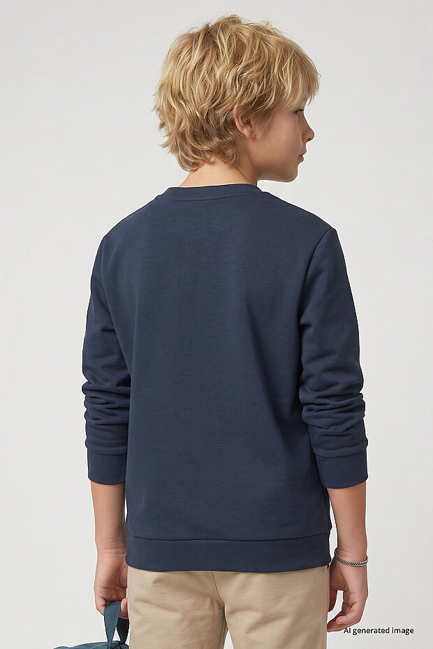 Petrol Standart Fit Baskılı O Yaka Erkek Çocuk Sweatshirt - 11322 - 4