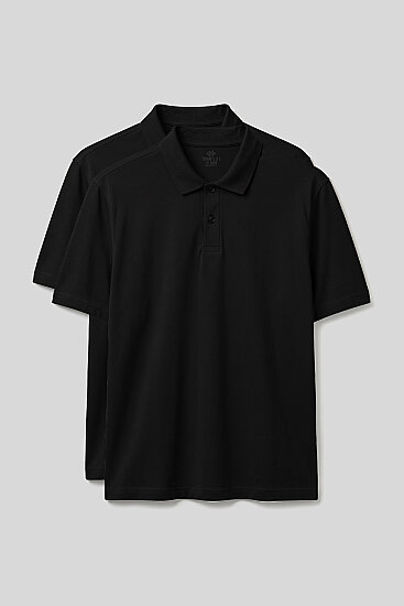 Polo Yaka Büyük Beden 2'li Paket Siyah Erkek T-Shirt - 88511 