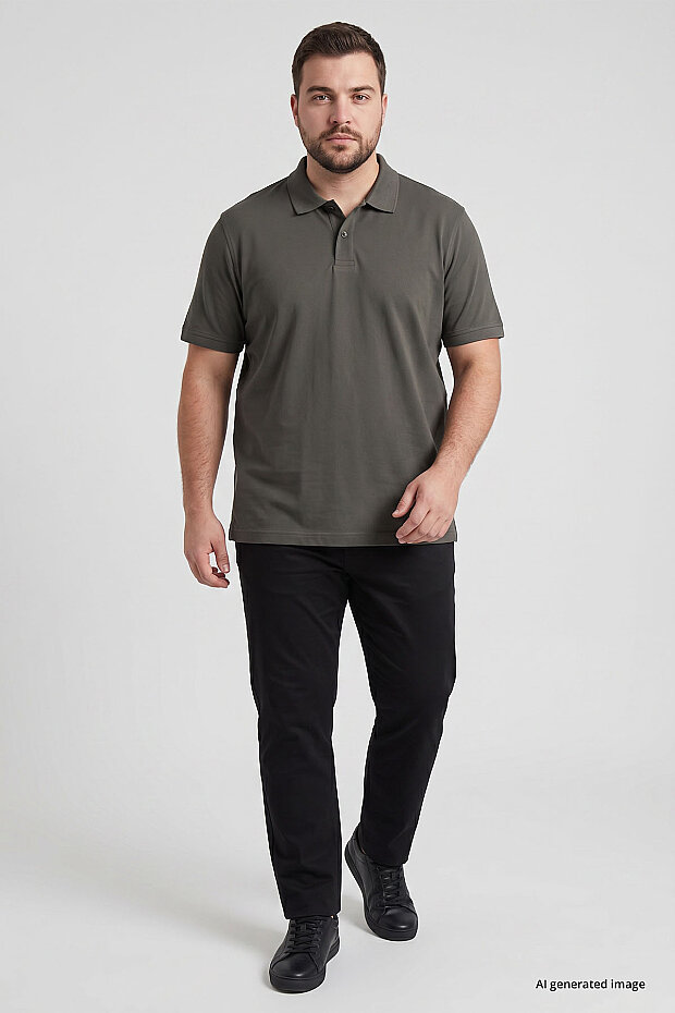 Polo Yaka Büyük Beden 3'lü Paket Siyah-Beyaz-Haki Erkek T-Shirt - 88511 - 3