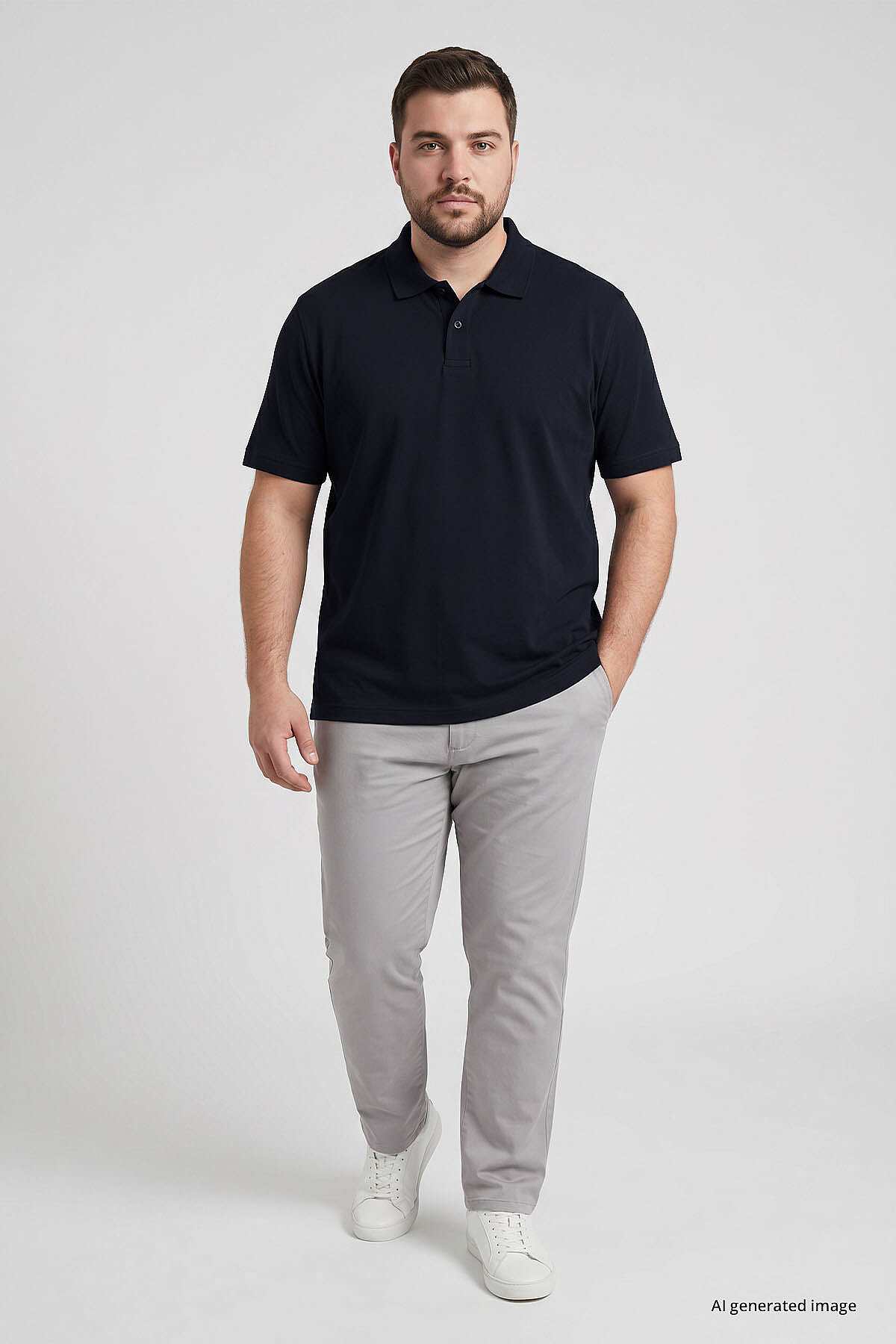 Polo Yaka Büyük Beden 3'lü Paket Siyah-Beyaz-Lacivert Erkek T-Shirt - 88511 - TOMMYLIFE (1)