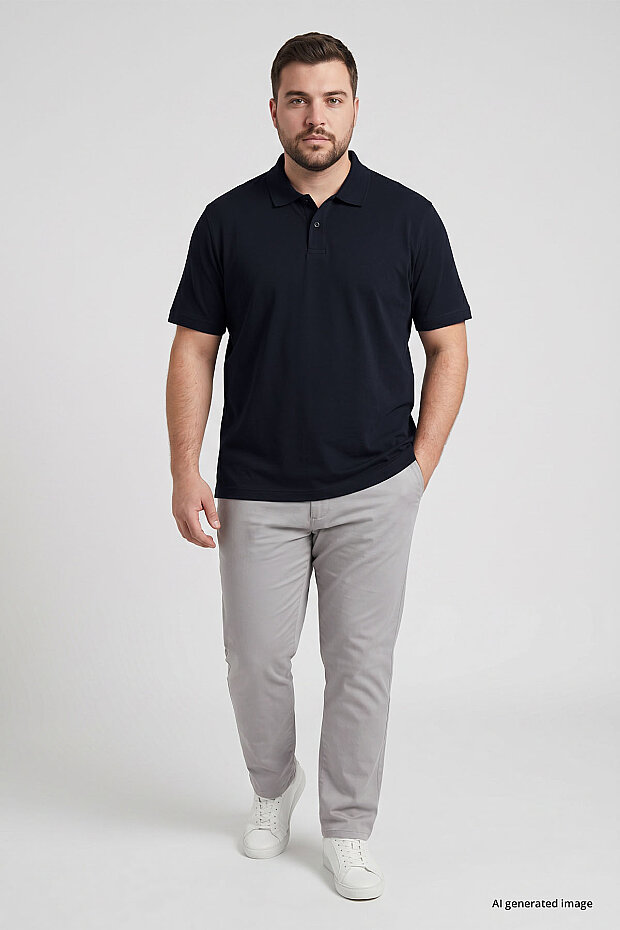 Polo Yaka Büyük Beden 3'lü Paket Siyah-Beyaz-Lacivert Erkek T-Shirt - 88511 - 2