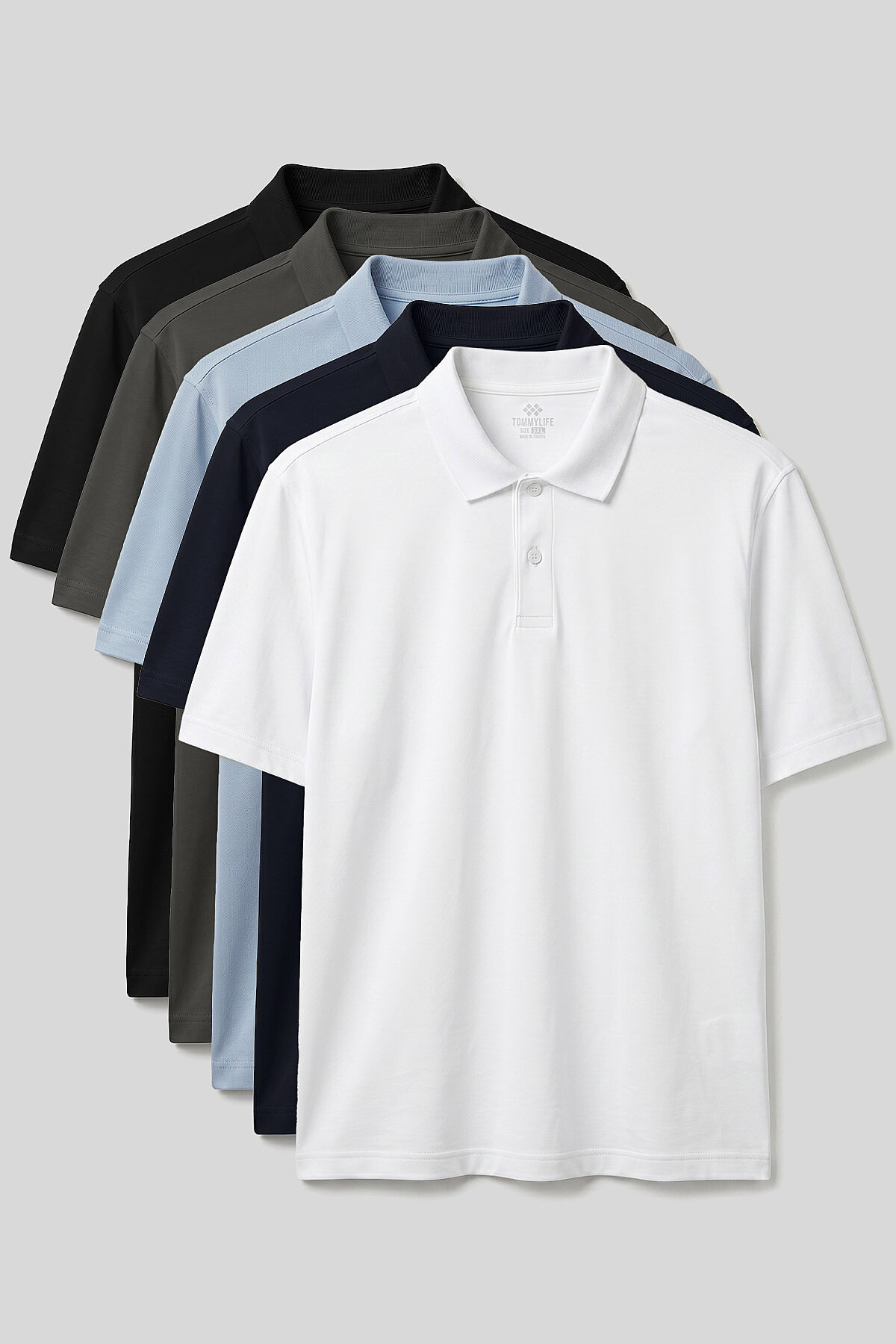 Polo Yaka Büyük Beden 5'li Paket Erkek T-Shirt - 88511 - TOMMYLIFE