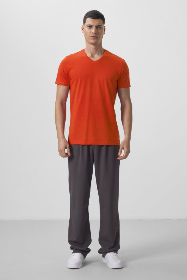 Portakal Basic Kısa Kol Standart Kalıp V Yaka Erkek T-Shirt - 87912 - 3