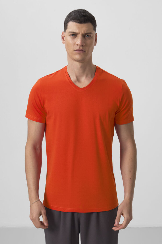Portakal Basic Kısa Kol Standart Kalıp V Yaka Erkek T-Shirt - 87912 - 2