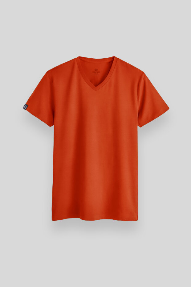 Portakal Basic Kısa Kol Standart Kalıp V Yaka Erkek T-Shirt - 87912 - 1