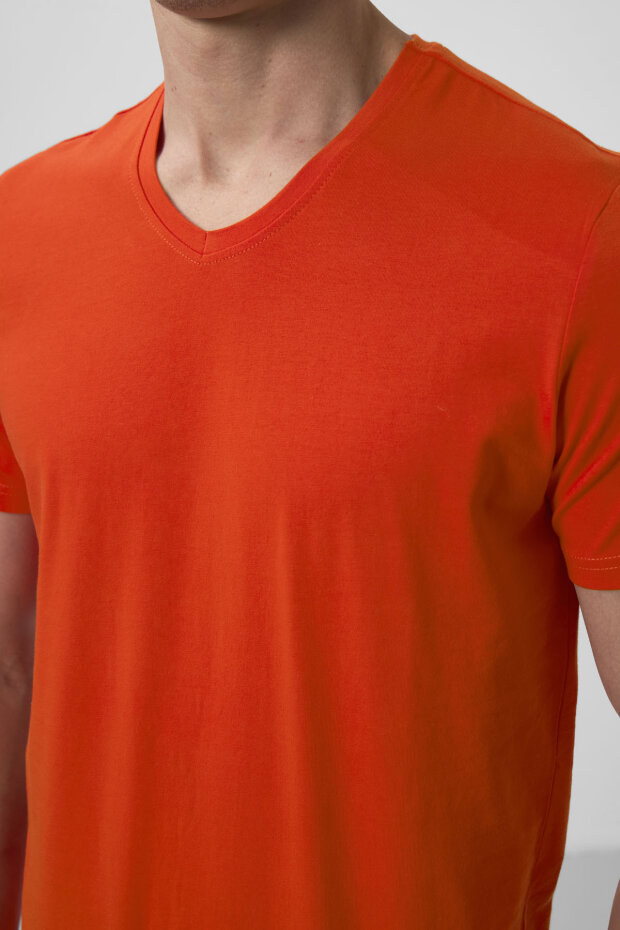 Portakal Basic Kısa Kol Standart Kalıp V Yaka Erkek T-Shirt - 87912 - 4
