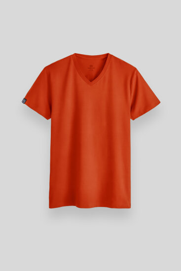 Portakal Basic Kısa Kol Standart Kalıp V Yaka Erkek T-Shirt - 87912 