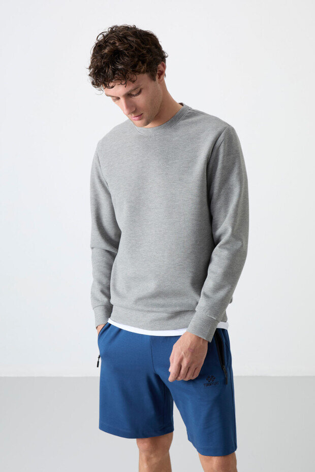 Rahat Form Basic O Yaka 2'li Paket Siyah-Gri Melanj Erkek Sweatshirt - 88053 - 3