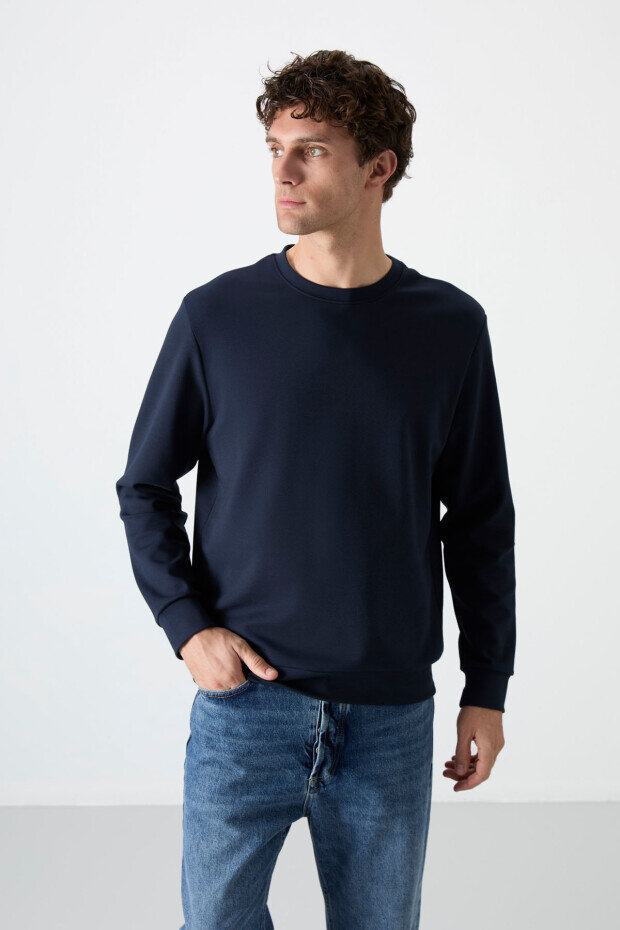 Rahat Form Basic O Yaka 2'li Paket Siyah-Lacivert Erkek Sweatshirt - 88053 - 2