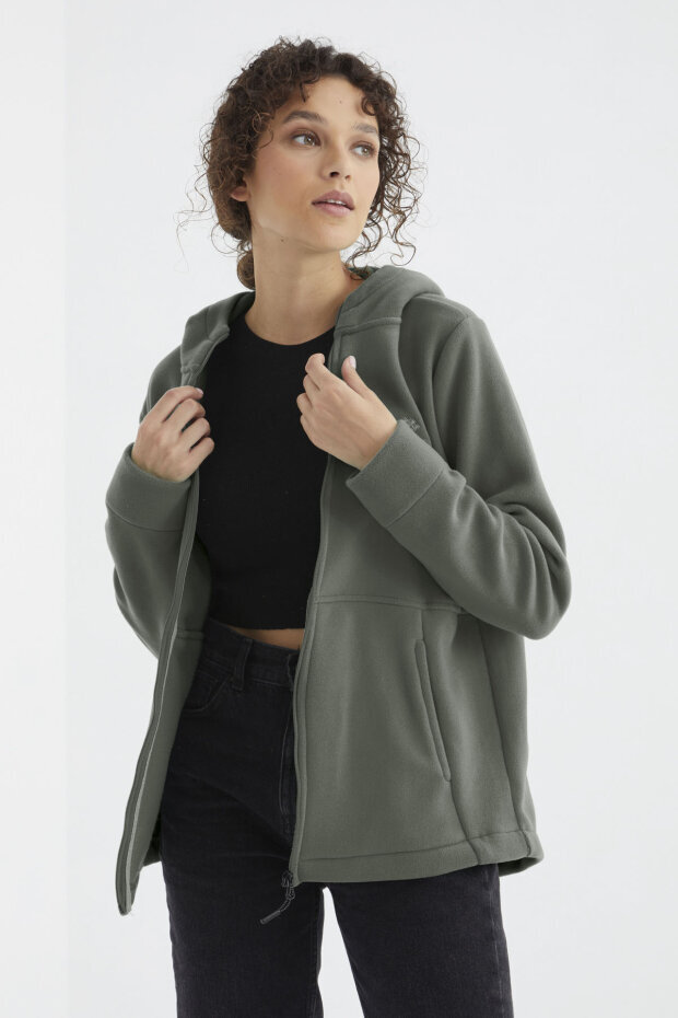 Rahat Form Kapüşonlu 2'li Paket Siyah-Çağla Kadın Polar Sweatshirt - 97233 - 2