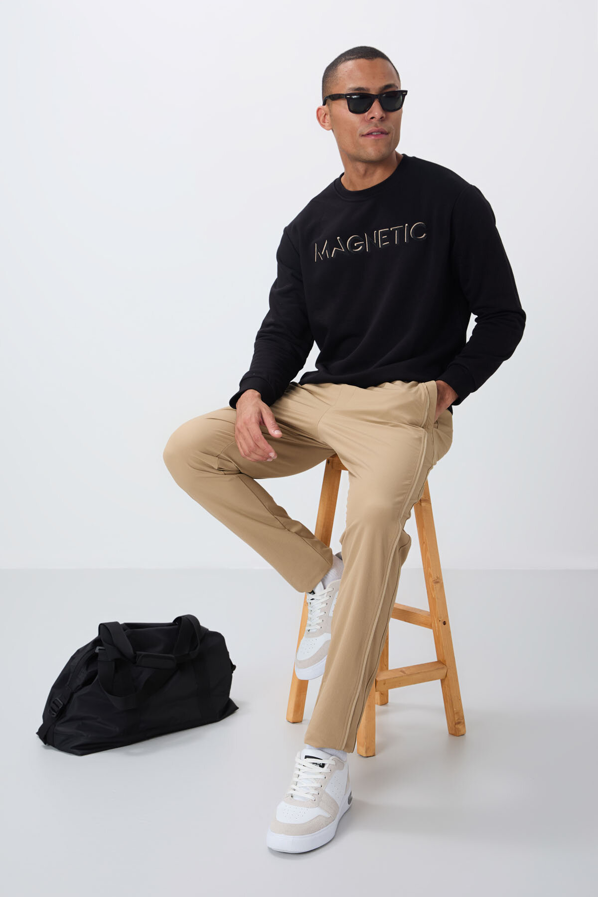 Rahat Form O Yaka 2'li Paket Siyah-Camel Erkek Sweatshirt - 88020 - TOMMYLIFE (1)