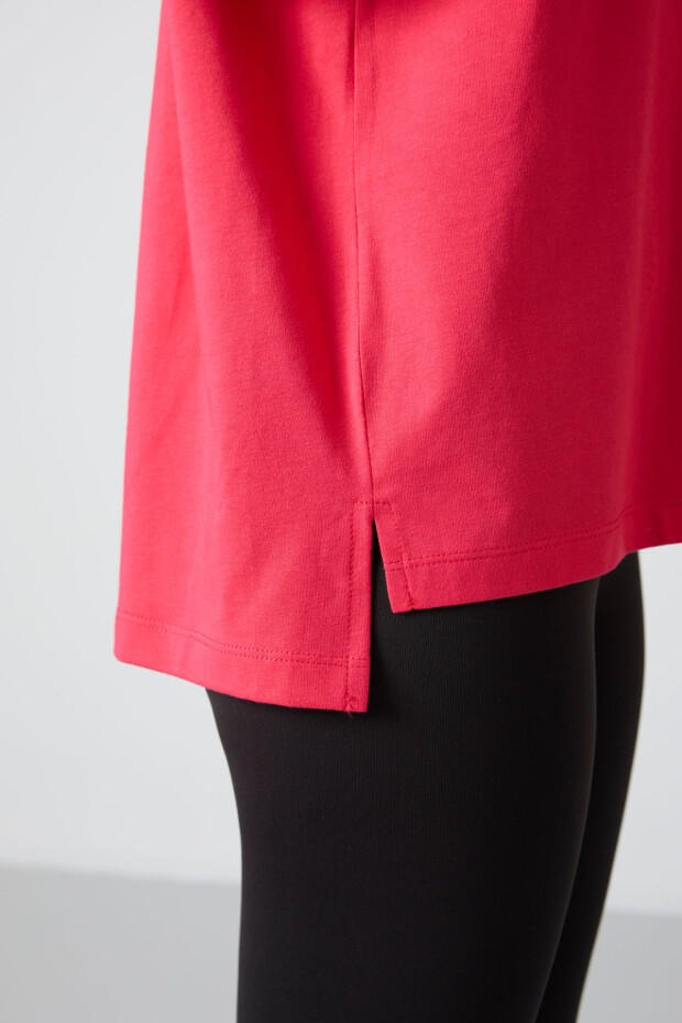 Rose Penye Modal Yumuşak Tuşeli Oversize Fit Basic Kadın T-Shirt- 97285 - 5