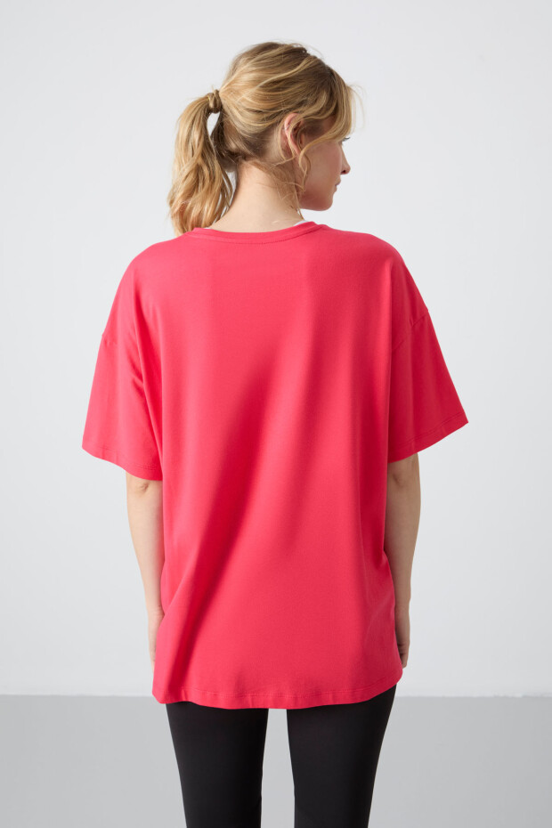 Rose Penye Modal Yumuşak Tuşeli Oversize Fit Basic Kadın T-Shirt- 97285 - 6