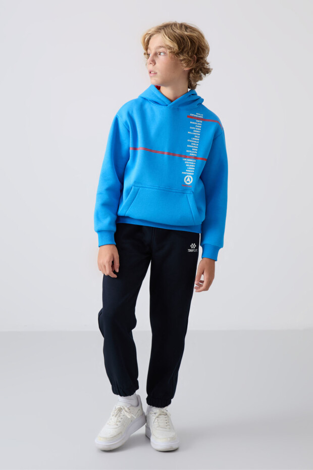 Saks Pamuklu Kalın İçi Tüylü Yumuşak Dokulu Standart Fit Baskılı Erkek Çocuk Sweatshirt - 11239